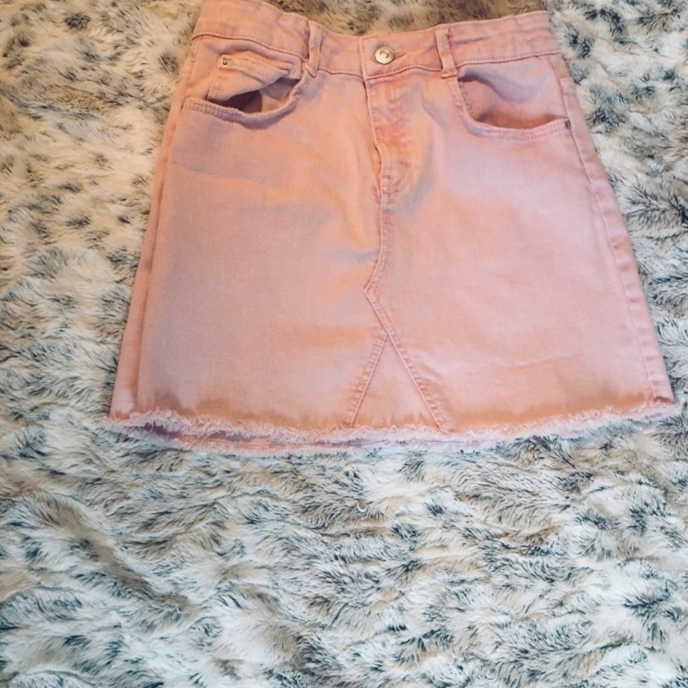 Pink Mini denim skirt